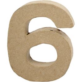 Cijfer, 6, H: 10 cm, B: 8,2 cm, dikte 1,7 cm, 1 stuk [HOB-26673]