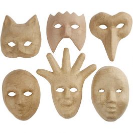 Maskers, H: 12-21 cm, 6 stuk/ 1 doos [HOB-26712]
