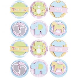 3D Baby Stickers, baby, d 35 mm, dikte 5 mm, 1 vel [HOB-27693]