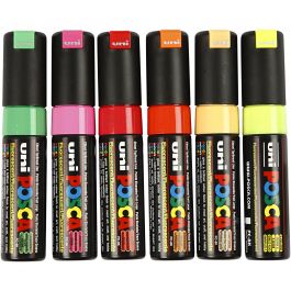 Posca Marker, afm PC-8K, lijndikte 8 mm, breed, diverse kleuren, 6 stuk/ 1 doos [HOB-278900]