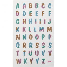 Glitter stickers, letters, vel 10x16 cm, 1 vel [HOB-280017]