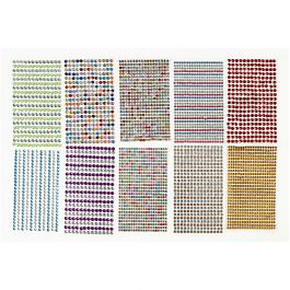 Stick-on strasstenen, d 4-6 mm, vel 16x9,5 cm, diverse kleuren, 10 vel/ 1 doos [HOB-28303]