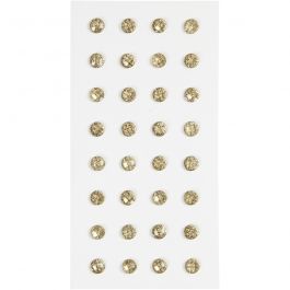 Strasstenen, d 8 mm, goud, 32 stuk/ 1 doos [HOB-283819]