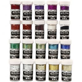 Glitter, diverse kleuren, 20x20 gr/ 1 doos [HOB-28420]