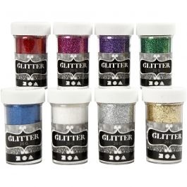Glitter, diverse kleuren, 8x20 gr/ 1 doos [HOB-28428]