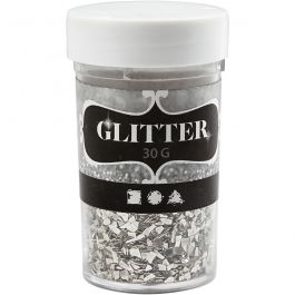 Glitter, afm 1-3 mm, zilver, 30 gr/ 1 Doosje [HOB-28431]