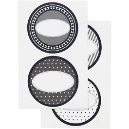 Stickers, d 4 cm, vel 9x14 cm, 4 div vellen/ 1 doos [HOB-28509]