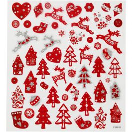 Stickers, rode en witte kerst, vel 15x16,5 cm, 1 vel [HOB-289591]