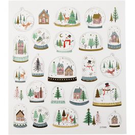 Stickers, sneeuwbollen, vel 15x16,5 cm, 1 vel [HOB-29046]