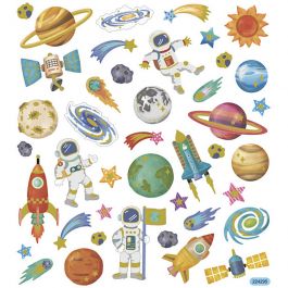 Stickers, ruimte, vel 15x16,5 cm, 1 vel [HOB-29078]