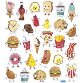 Stickers, fast food, vel 15x16,5 cm, 1 vel [HOB-29079]