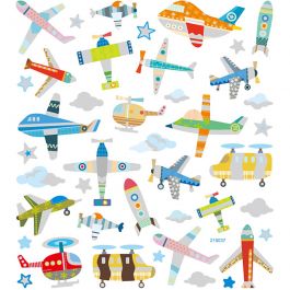 Stickers, vliegtuigen en helicopters, vel 15x16,5 cm, 1 vel [HOB-29085]