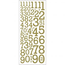 Glitterstickers, cijfers, vel 10x24 cm, goud, 2 vel/ 1 doos [HOB-29155]