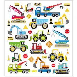 Stickers, bouwplaats voertuigen, vel 15x16,5 cm, 1 vel [HOB-29175]