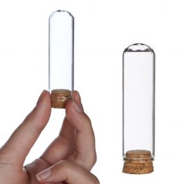 Glazen mini stolp Ø2cm en 7cm hoog met kurk (12 st.) [IFS-29409]