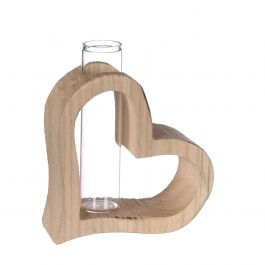 Houten hart met reageerbuisje 10 x 5 h.11 cm (6 st) [IFS-29638]