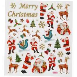 Stickers, kerstman met rendier, vel 15x16,5 cm, 1 vel [HOB-298921]