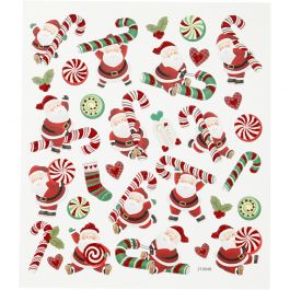 Stickers, kerstman met zuurstok, vel 15x16,5 cm, 1 vel [HOB-298941]