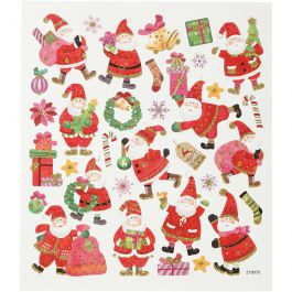 Stickers, vrolijke kerstman, vel 15x16,5 cm, 1 vel [HOB-298951]