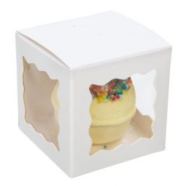 Kraftdoosjes Wit met 3 vensters 5x5x5cm (25 stuks) [WGWG347]