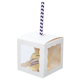 Kraftdoosjes Wit met 3 vensters 7,5x7,5x7,5cm (25 stuks) [WGWG348]