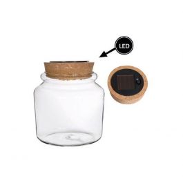 Pot Ø15 h: 14 cm met licht + zonnepaneel kurk (1 stuk) [IFS-30175]