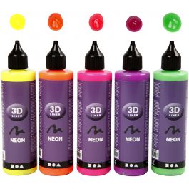 3D liner, neon kleuren, 5x100 ml/ 1 doos [HOB-30387]