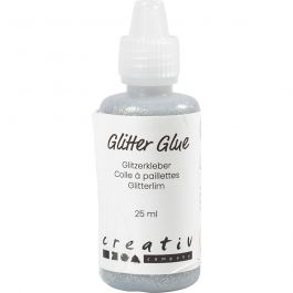 Glitterlijm, zilver, 25 ml/ 1 fles [HOB-318310]