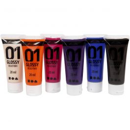 Acrylverf Glossy, extra kleuren, 6x20 ml/ 1 doos [HOB-32005]