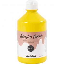 Acrylverf Glossy, primair geel, 500 ml/ 1 fles [HOB-32006]