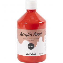 Acrylverf Glossy, rood, 500 ml/ 1 fles [HOB-32016]