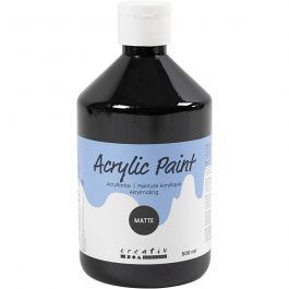 Acrylverf Mat, zwart, 500 ml/ 1 fles [HOB-32104]