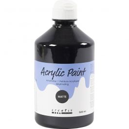 Acrylverf Mat, zwart, 500 ml/ 1 fles [HOB-32104]