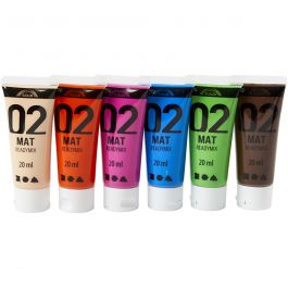 Acrylverf Mat, extra kleuren, 6x20 ml/ 1 doos [HOB-32105]