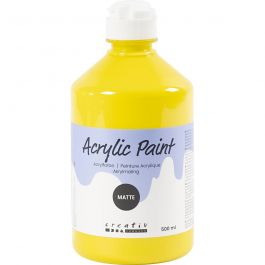 Acrylverf Mat, primair geel, 500 ml/ 1 fles [HOB-32106]