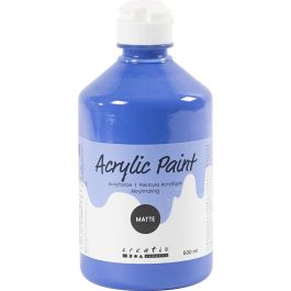 Acrylverf Mat, blauw, 500 ml/ 1 fles [HOB-32124]