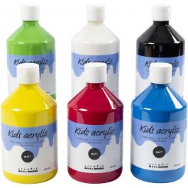 Acrylverf Mat, primair kleuren, 6x500 ml/ 1 doos [HOB-32132]