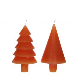 Kaarsenset 2 boompjes bruin 12cm hoog (1 set, 6pcs) [IFS-32154]