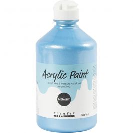 Acrylverf Metallic, metallic, lichtblauw, 500 ml/ 1 fles [HOB-32220]