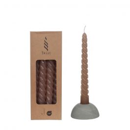 Kaarsen gedraaid taupe 19cm hoog (4 st.) [IFS-32232]