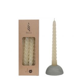 Kaarsen gedraaid creme 19cm hoog (4 st.) [IFS-32233]