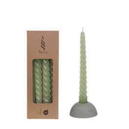 Kaarsen gedraaid groen 19cm hoog (4 st.) [IFS-32235]