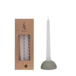 Kaarsen gedraaid wit 19cm hoog (4 st.) [IFS-32237]