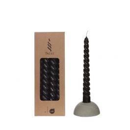 Kaarsen gedraaid zwart 19cm hoog (4 st.) [IFS-32238]