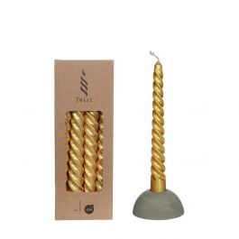 Kaarsen gedraaid goud 19cm hoog (4 st.) [IFS-32239]