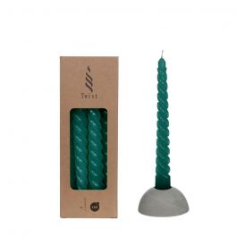Kaarsen gedraaid blauwgroen 19cm hoog (4 st.) [IFS-32241]