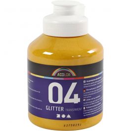Acrylverf met glitters, warm geel, 500 ml/ 1 fles [HOB-32502]