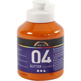 Acrylverf met glitters, oranje, 500 ml/ 1 fles [HOB-32505]