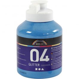 Acrylverf met glitters, blauw, 500 ml/ 1 fles [HOB-32506]