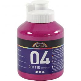 Acrylverf met glitters, roze, 500 ml/ 1 fles [HOB-32507]